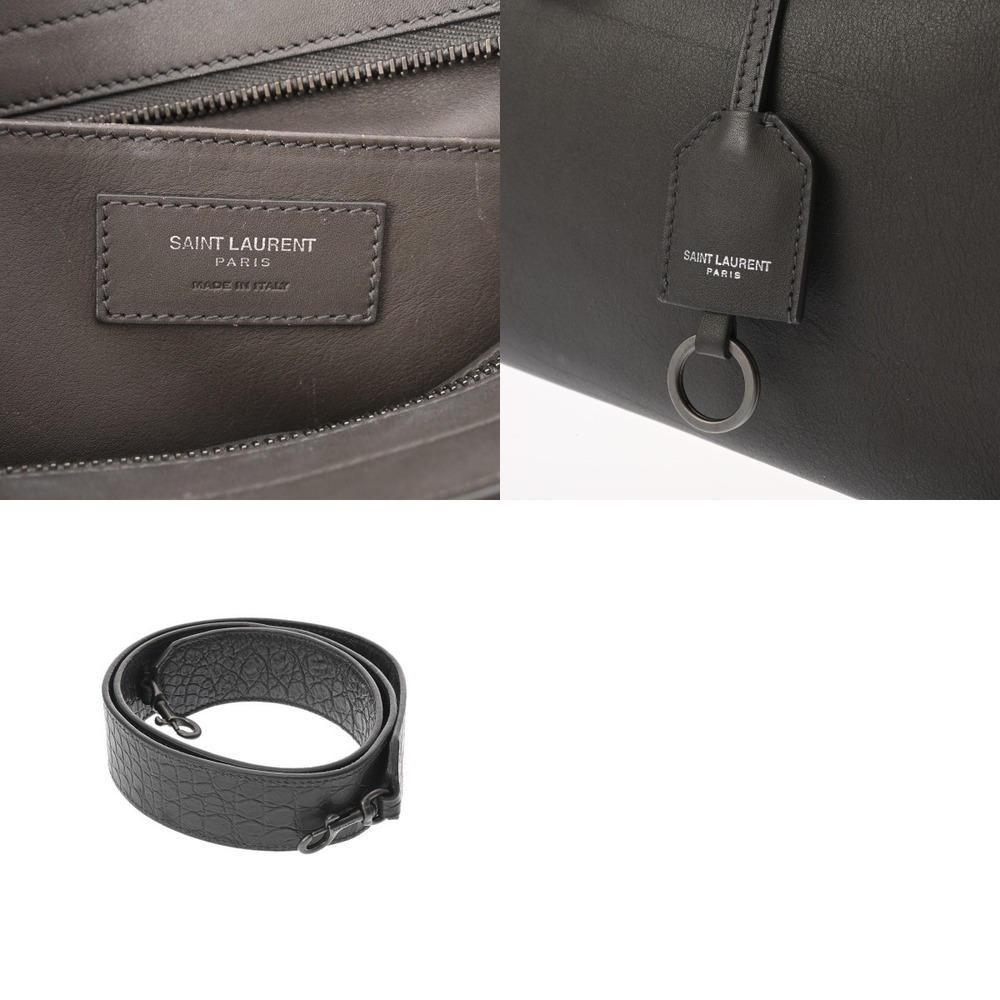 SAINT LAURENT Downtown Cabas Gray Crocodile Leather Handbag - Picture 10 of 10